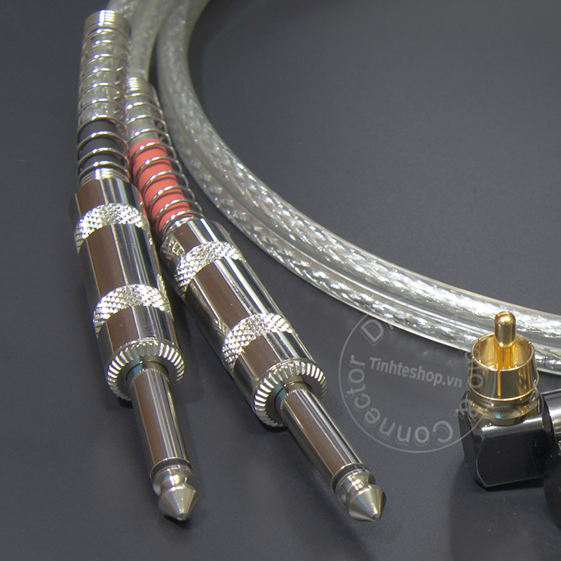 Dây jack 6 ly ra AV 1 cặp DIY 0.5M đến 5M - Cáp 6.5mm sang RCA bẻ góc