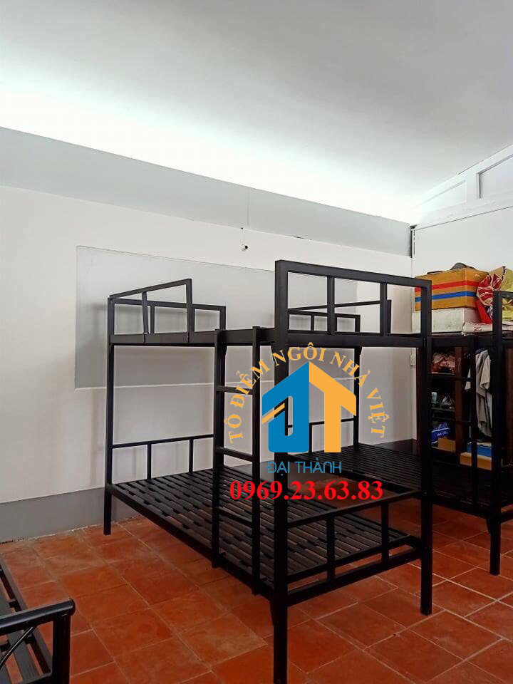 Giường sắt vuông hai tầng rộng 1m ( Giường sắt homestays)
