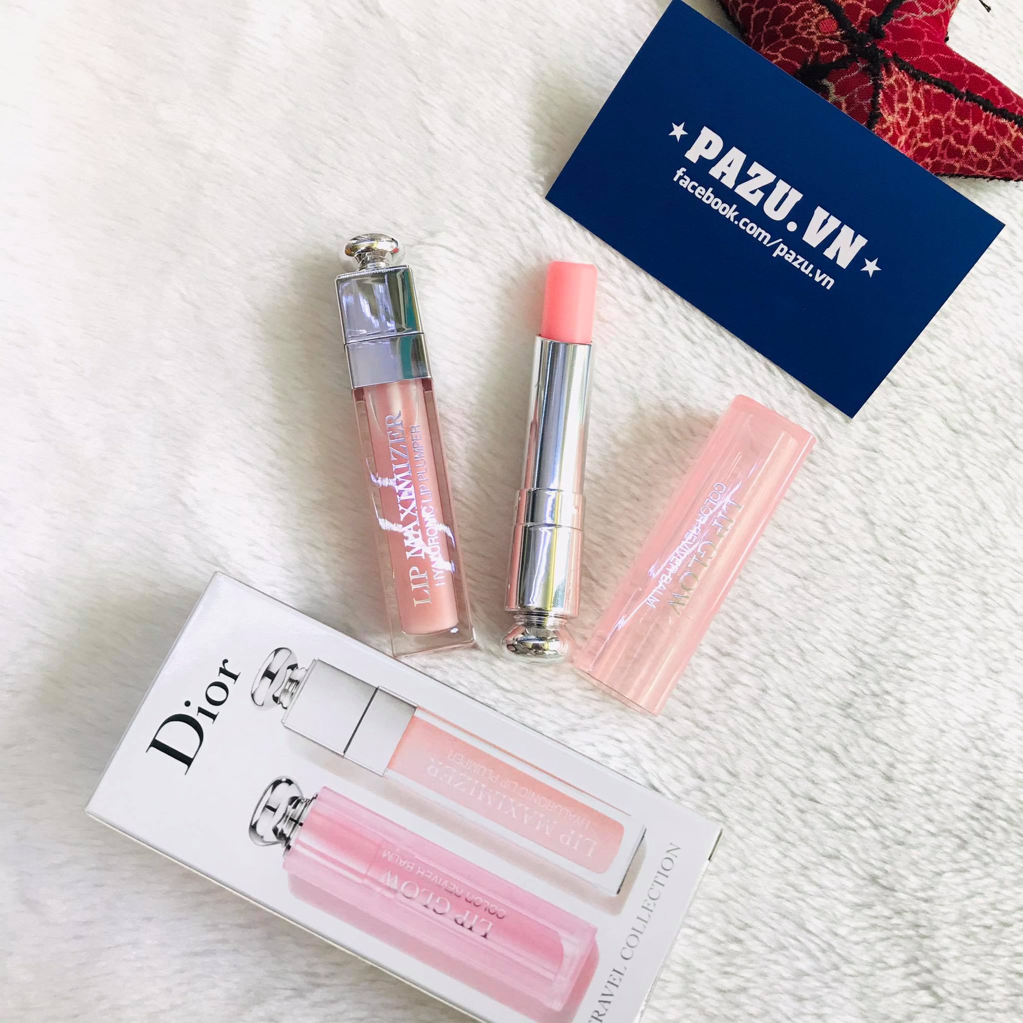 Set son dưỡng dior addict lip maximizer & lip glow 001 pink