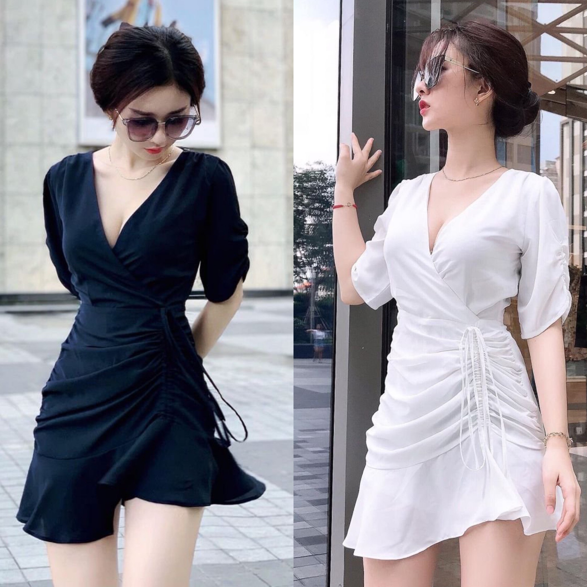 Đầm Thiết Kế Dây Rút Eo Và Tay Mẫu Mới