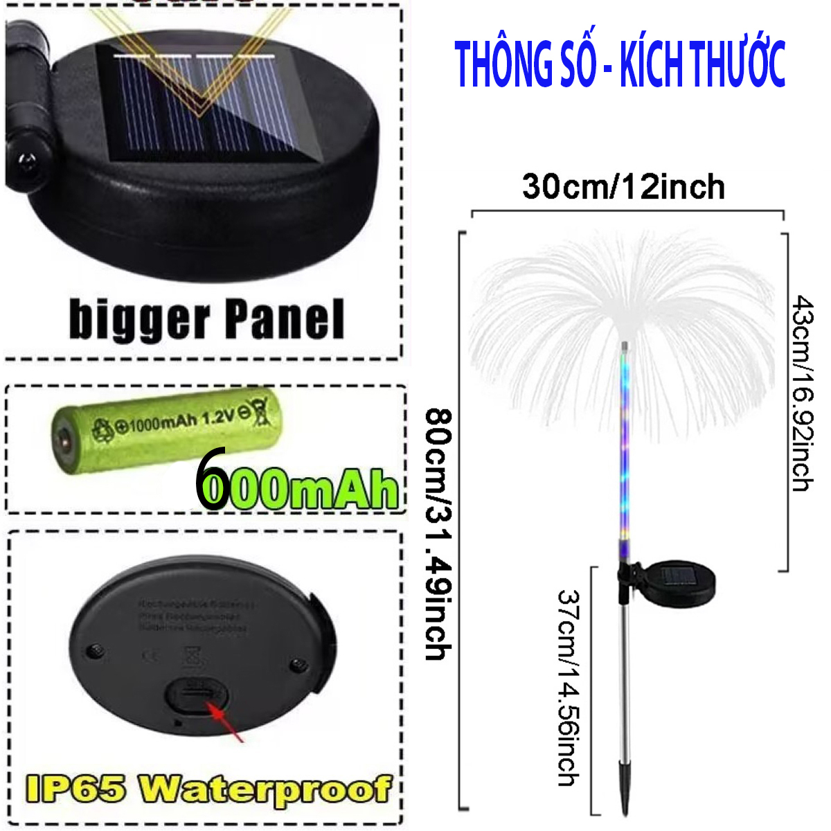 Đèn sứa sợi năng lượng mặt trời, Đèn pha hoa Jellyfish, Không thấm nước khí quyển đầy màu sắc 7 màu