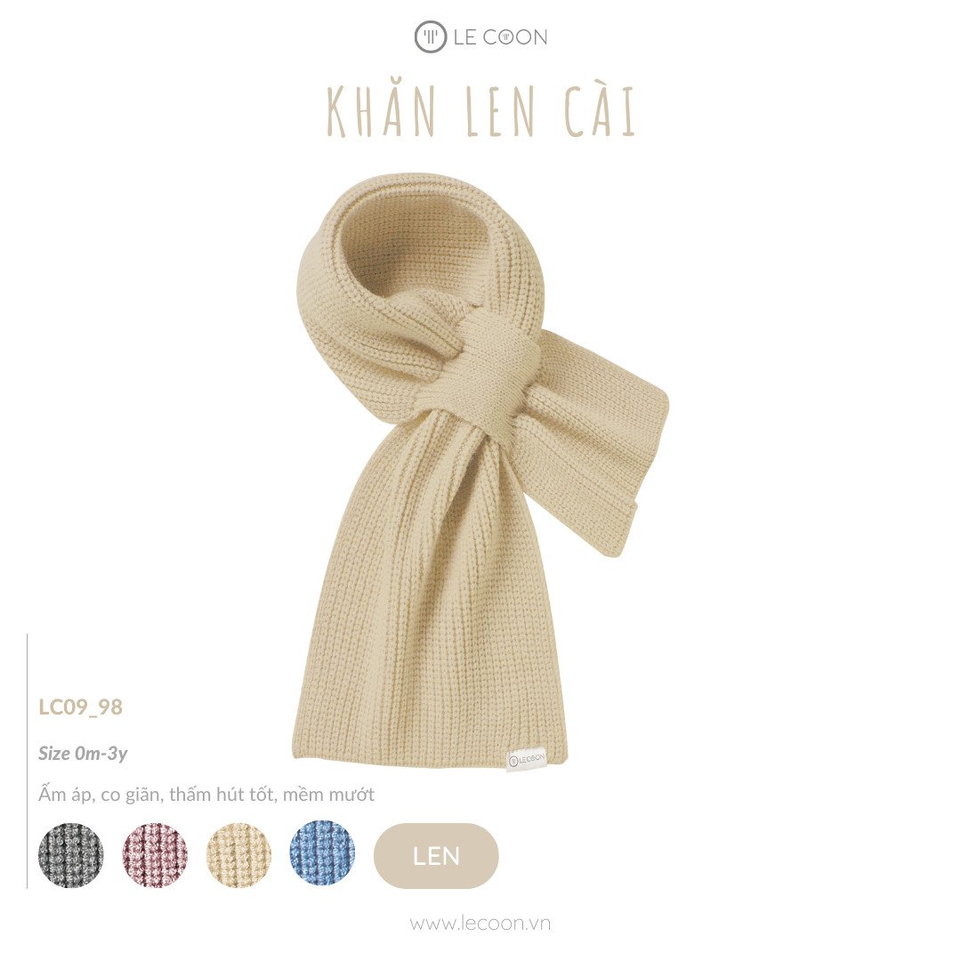 Khăn Len Cài Lecoon Bé Trai Bé Gái Le Coon (Size từ 0-3 Tuổi)