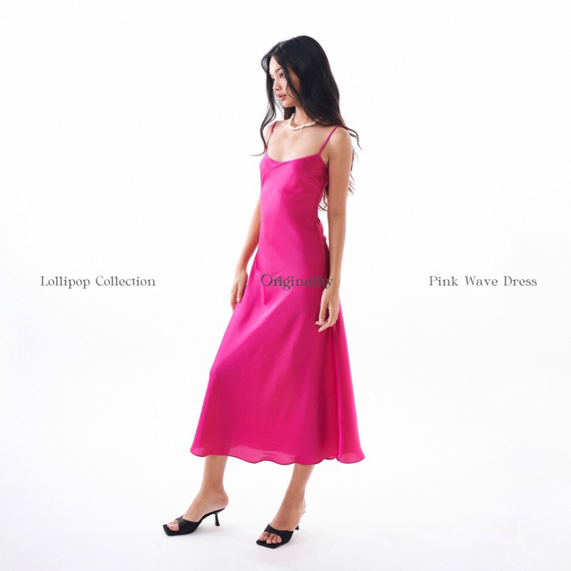 ORIGINALITY - ĐẦM DÀI HAI DÂY VẢI LỤA - PINK WAVE DRESS