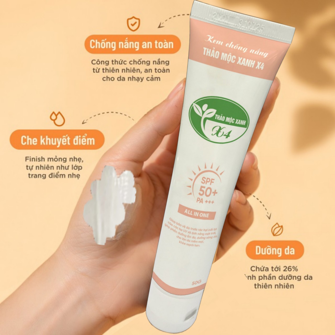 Kem chống nắng thảo mộc xanh x4