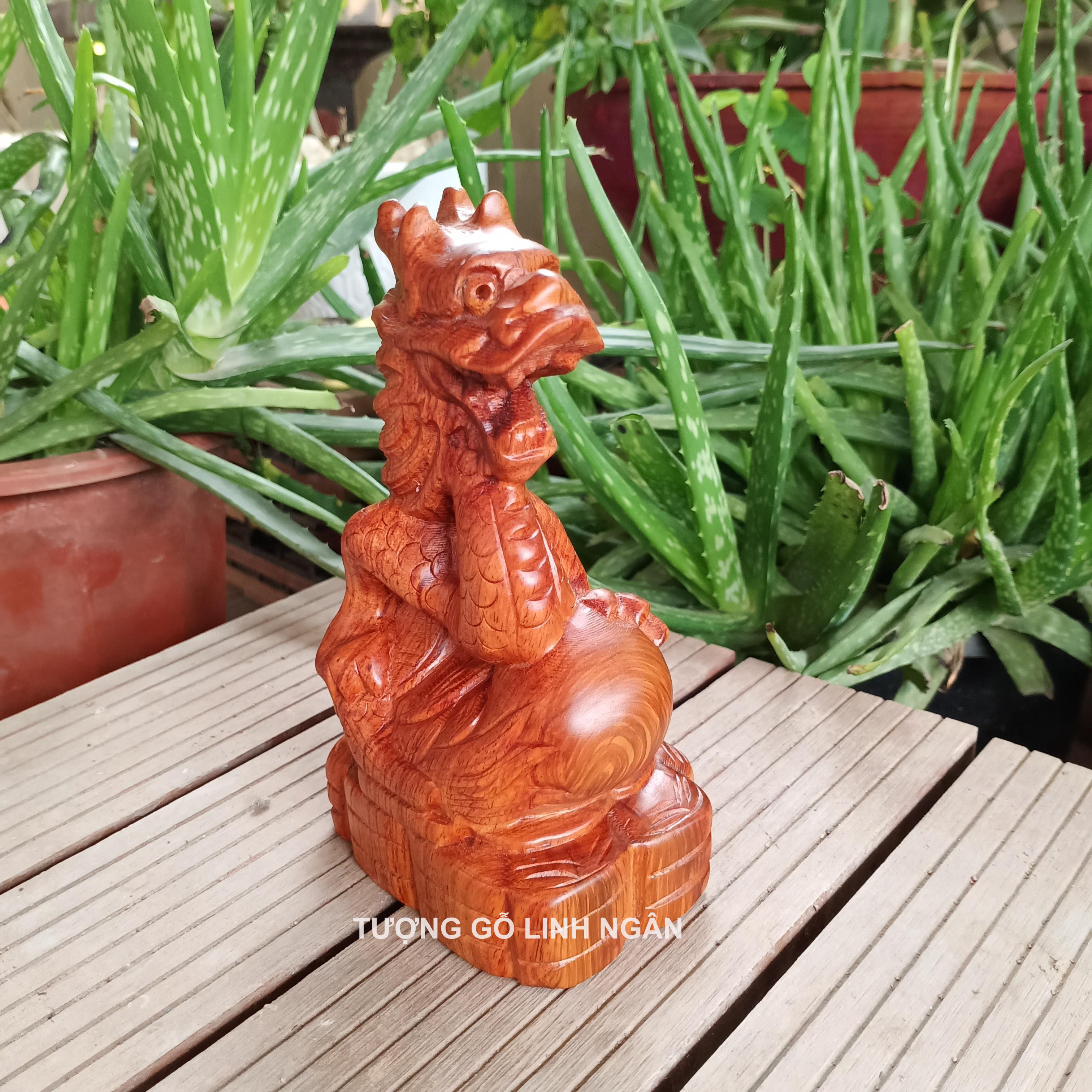 Tượng Rồng gỗ hương (cao 15, ngang 8, sâu 6 cm)