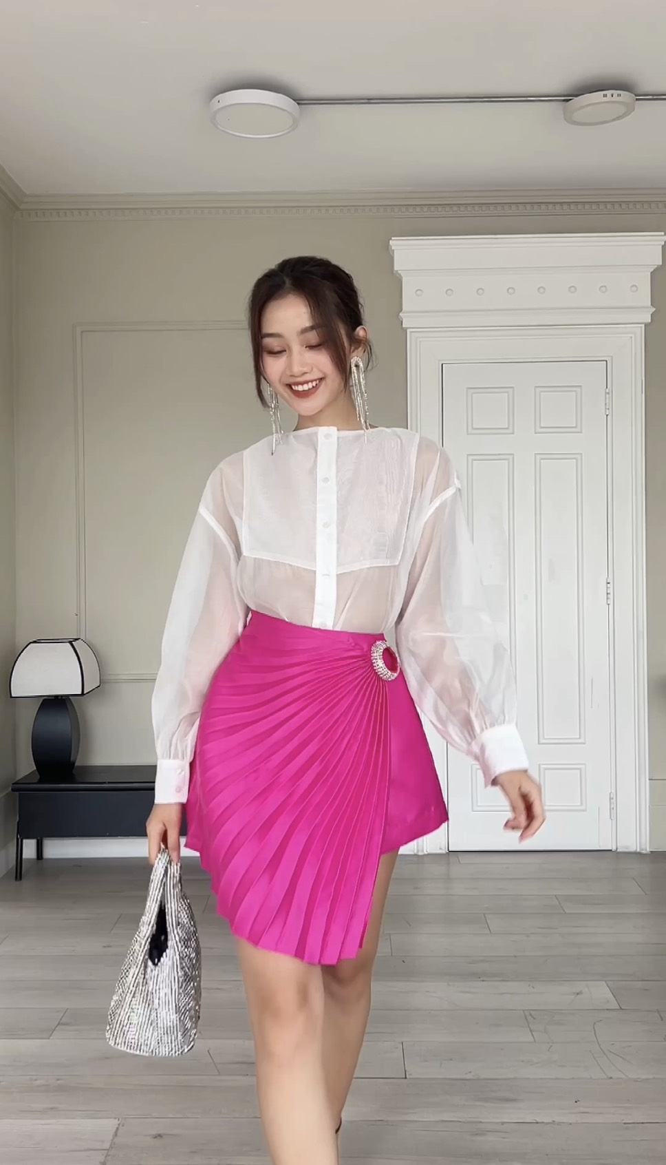 COCO SIN - Váy Tapta Hồng Dập Ly Đinh Đá