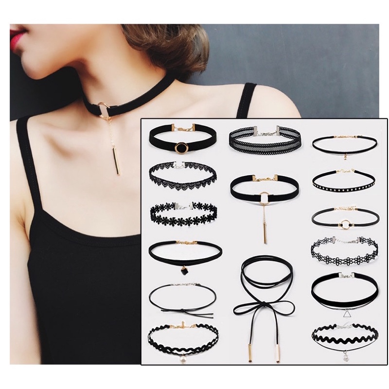 choker đen siêu hot  cá tính , vòng cổ phong cách