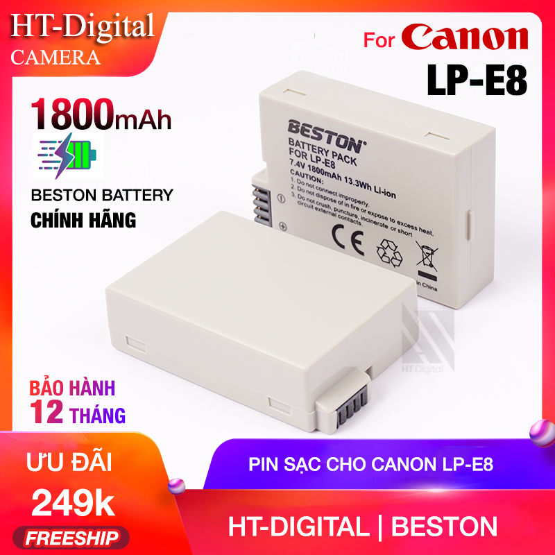 Pin máy ảnh Canon LP-E8 1800mAh BESTON for Canon 550D 600D 650D 700D (Hàng chính hãng)