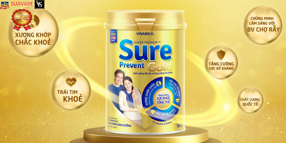 Sữa bột Vinamilk Sure Prevent Gold 900g (Hộp thiếc)
