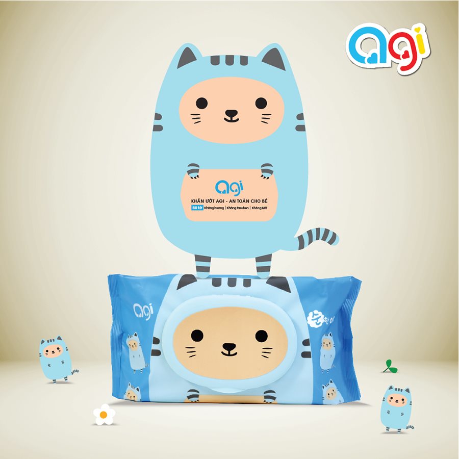 [HCM]Gói 80 tờ khăn ướt agi không mùi