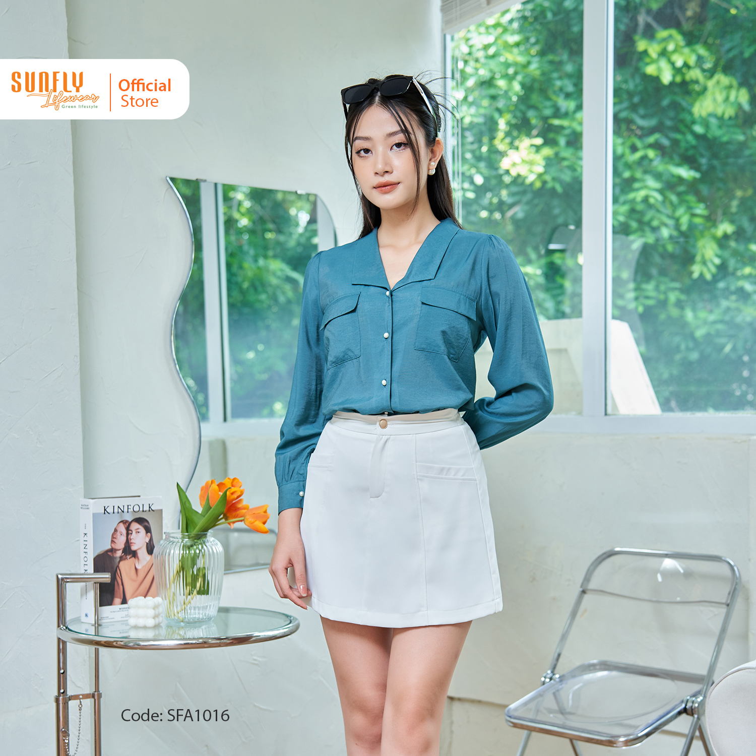 Áo Sơ Mi Nữ Linen Lụa SUNFLY Dài Tay Chất Lụa Mềm Mịn Mát SFA1016