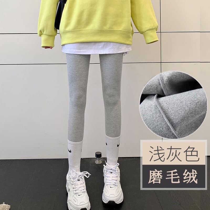 Quần legging thun tăm lót lông siêu co giãn cạp cao