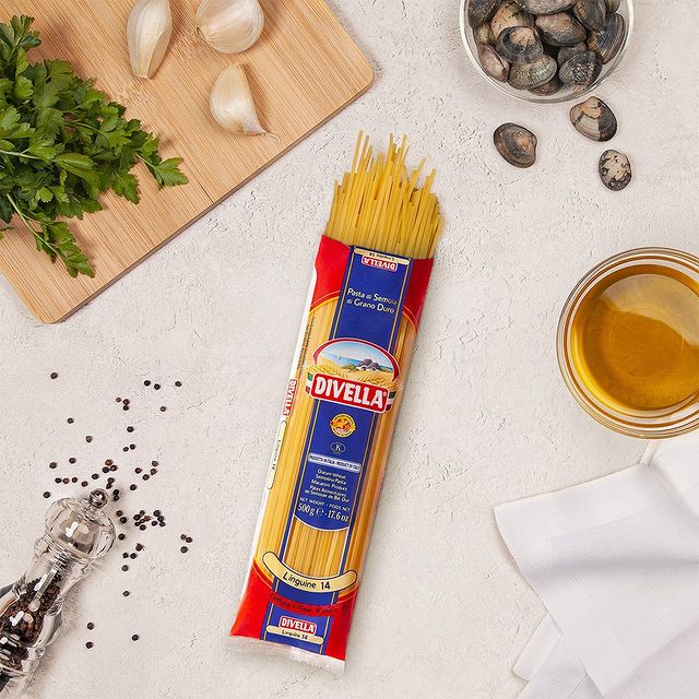 Mì Ý Linguine sợi dẹt DIVELLA gói 500g [Mỳ Ý Pasta Chính Hãng]