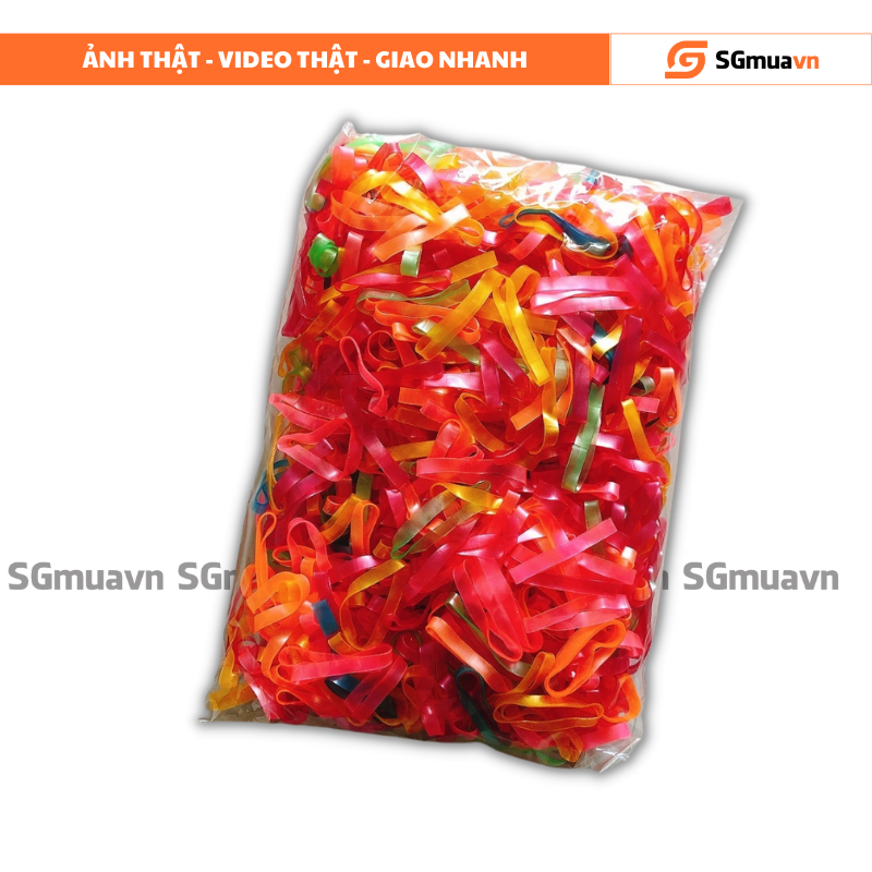 Dây thun buộc tóc, chun buộc tóc, sợi to nhiều màu túi 100gram