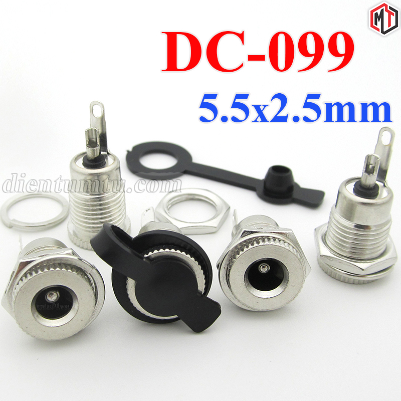 Jack sạc DC-099 chuẩn 5.5mm x 2.5mm (Jack DC Có cao su chống nước) - combo 10-20-30 Jack - tùy chọn