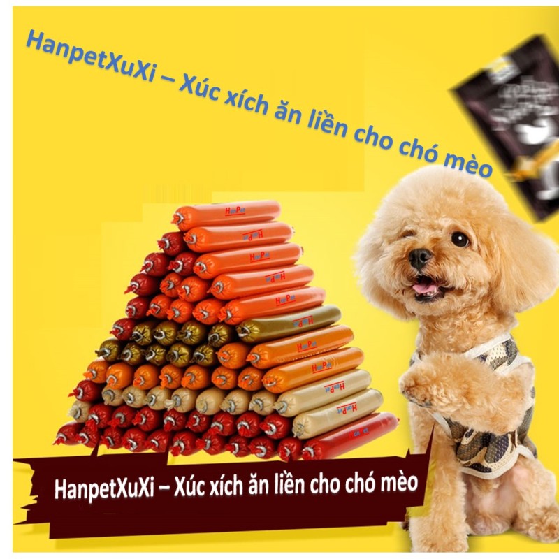 HanpetXuxi- Xúc xích chó mèo có thể ăn liền đồ ăn vặt chó mỗi cây 15gr thức ăn cho chó kiểu bánh thưởng có thể hấp chín hoặc chiên dầu