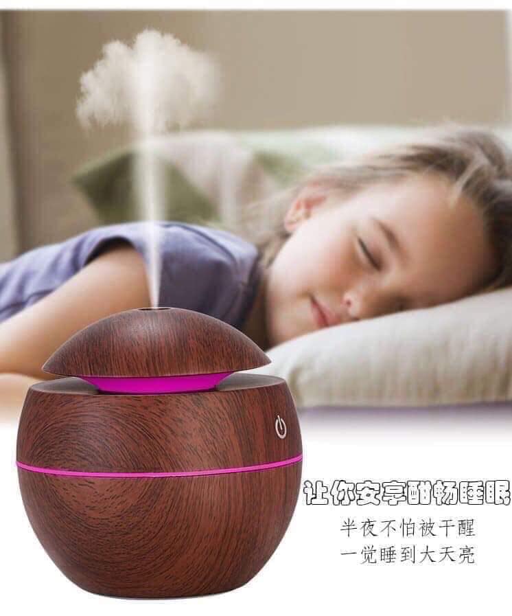 Máy xông tinh dầu, Máy xông tinh dầu phun sương vân gỗ, Máy tạo ẩm phun sương mini, Máy khuyếch tán tinh dầu cao cấp