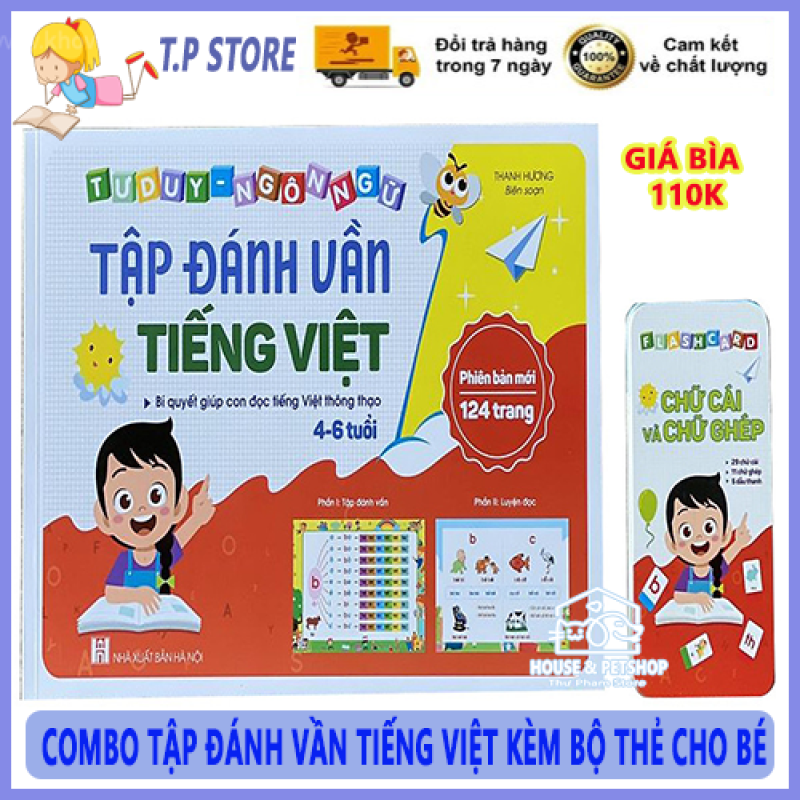 COMBO Bộ Sách Đánh Vần Tiếng Việt Cho Bé - Kèm BỘ THẺ Flashcard Phiên Bản Mới Nhất - Tập Đánh Vần Cho Bé từ 4-6 Tuổi