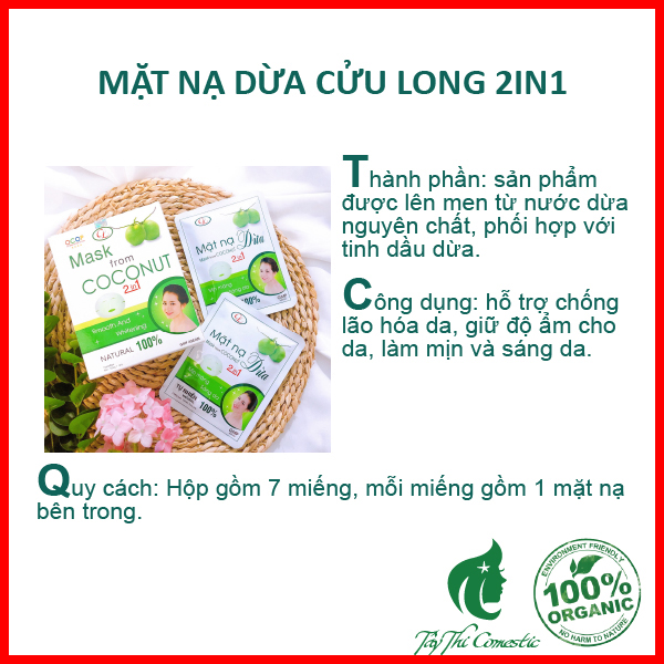 Mặt Nạ Dừa Cửu Long 2in1 01 Miếng Lẻ