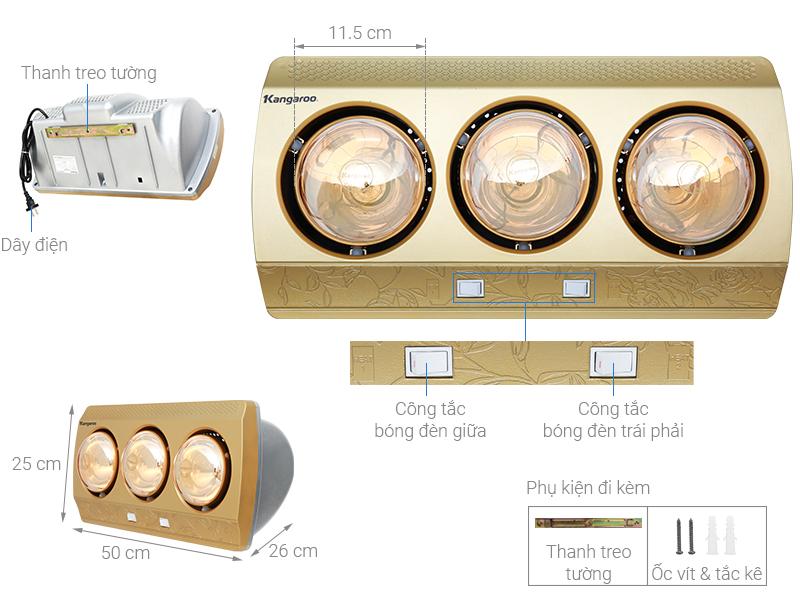 Đèn sưởi nhà tắm3 bóng KG3BH01