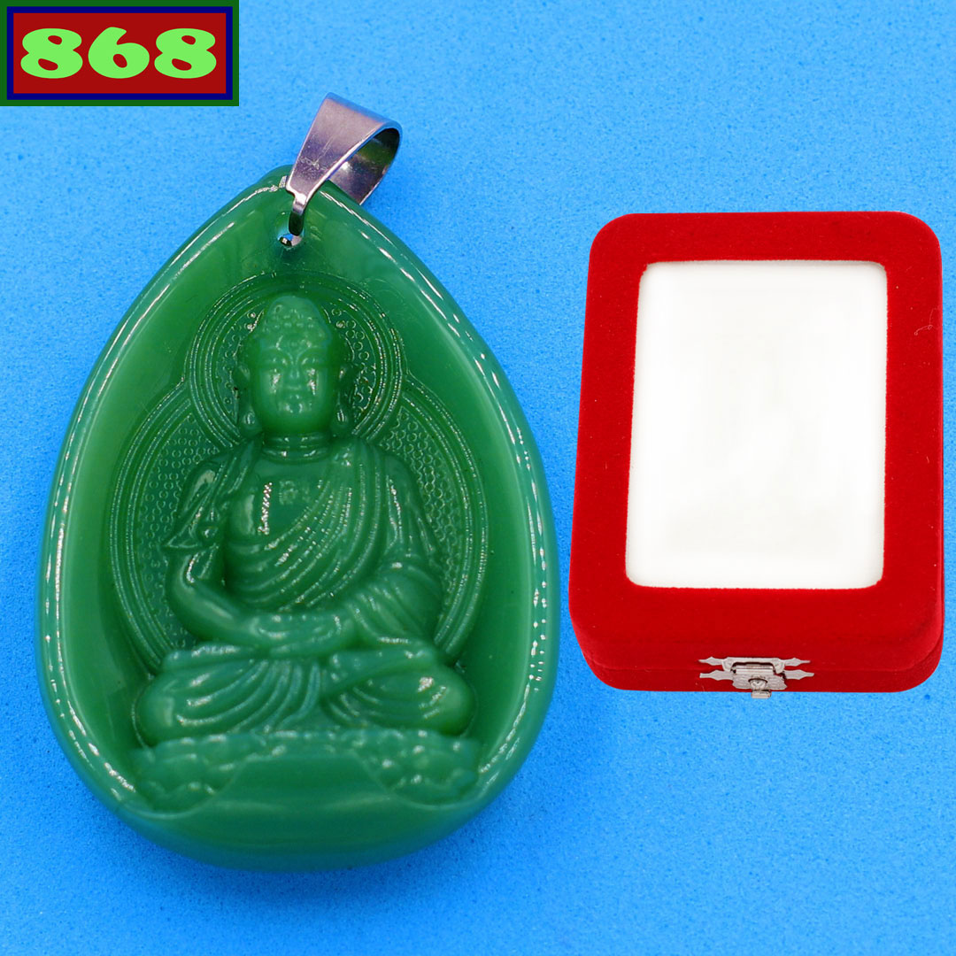 The medicine Buddha obsidian stone Green 4 cm MXDSTR9, Drug Master Cup optical monarch Buddha, pendant feng shui, necklace, fashion necklaces