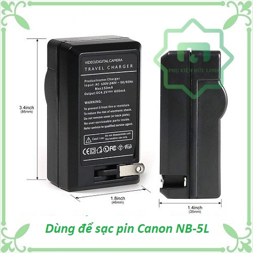Charger for battery canon nb-5l
