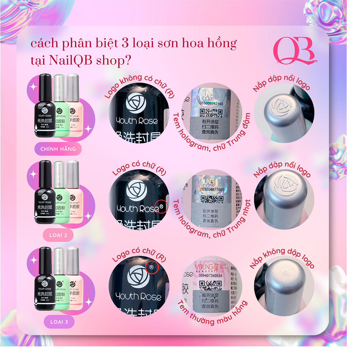 Base gel top gel cứng móng hoa hồng (Youth Rose)