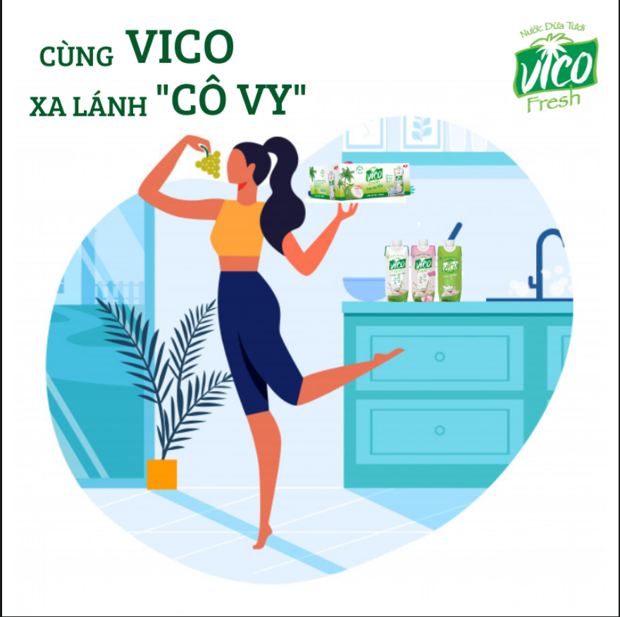 Combo 8 Hộp Nước Dừa Vico Fresh 330ml - (2 Xiêm, 2 Sen, 2 Dứa, 2 Tắc)