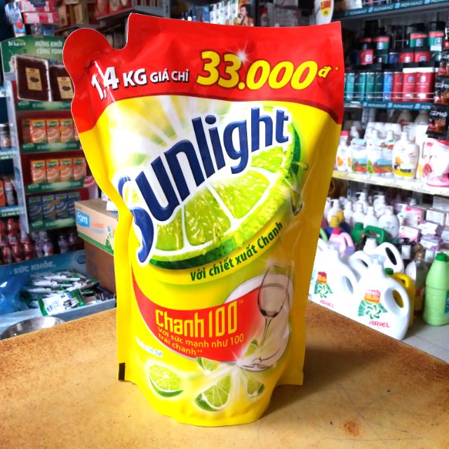 [HCM]Nước rửa chén Sunlight Chanh túi 1.4kg
