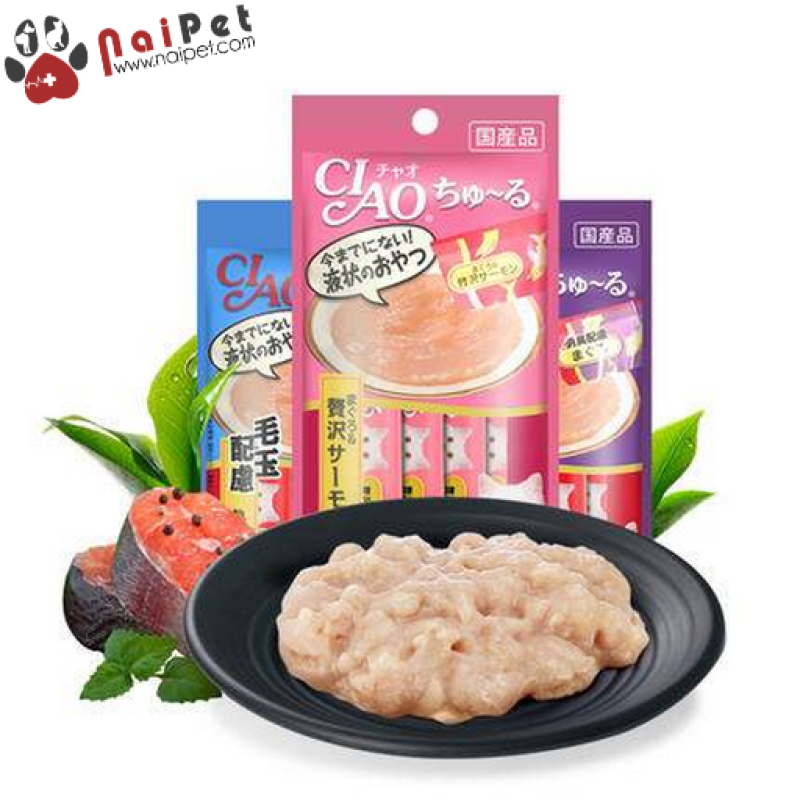 Thức Ăn Dinh Dưỡng Cho Mèo Súp Cá Ngừ Cá Hồi Sò Điệp Thanh Cua Thịt Gà Ciao Churu