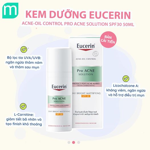 Kem Dưỡng Eucerin Acne Oil Control Pro Acne Solution Day Bright Mattifying SPF30 50ml
