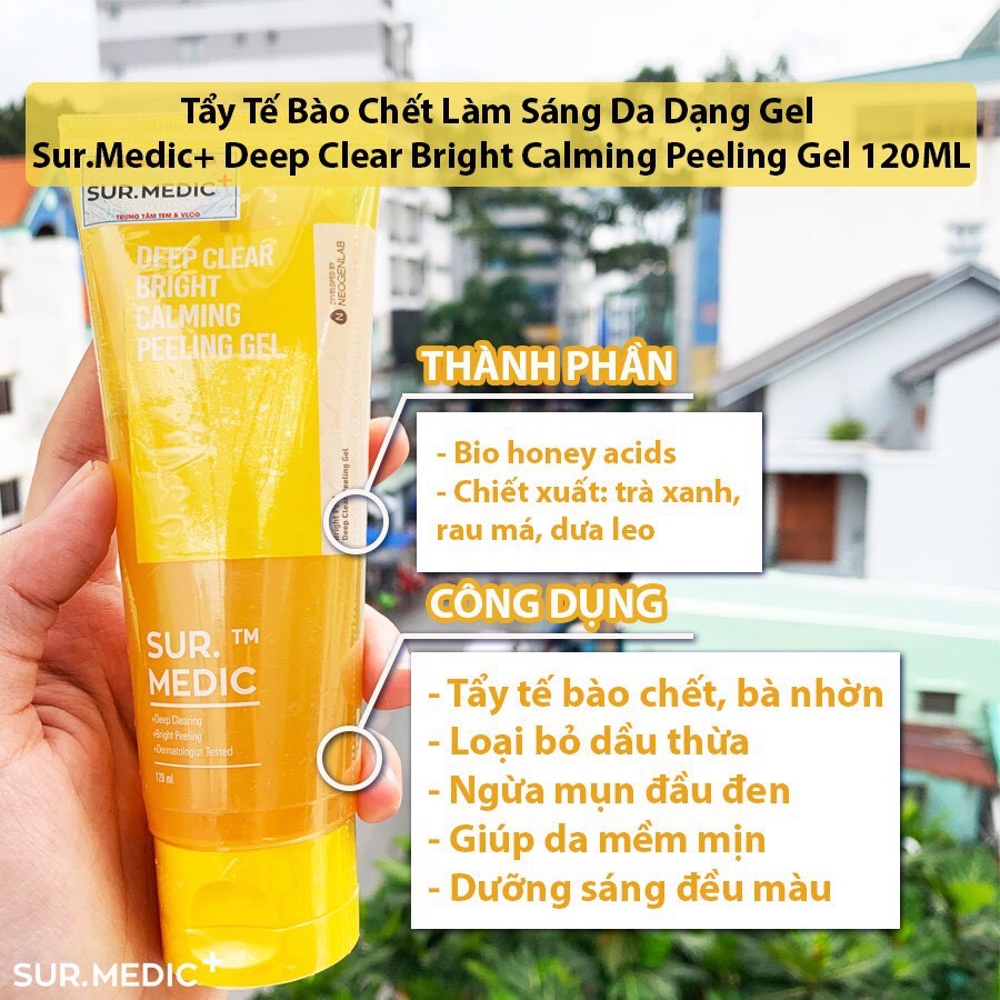 Tẩy tế bào chết Sur.Medic deep clear bright calming peeling gel