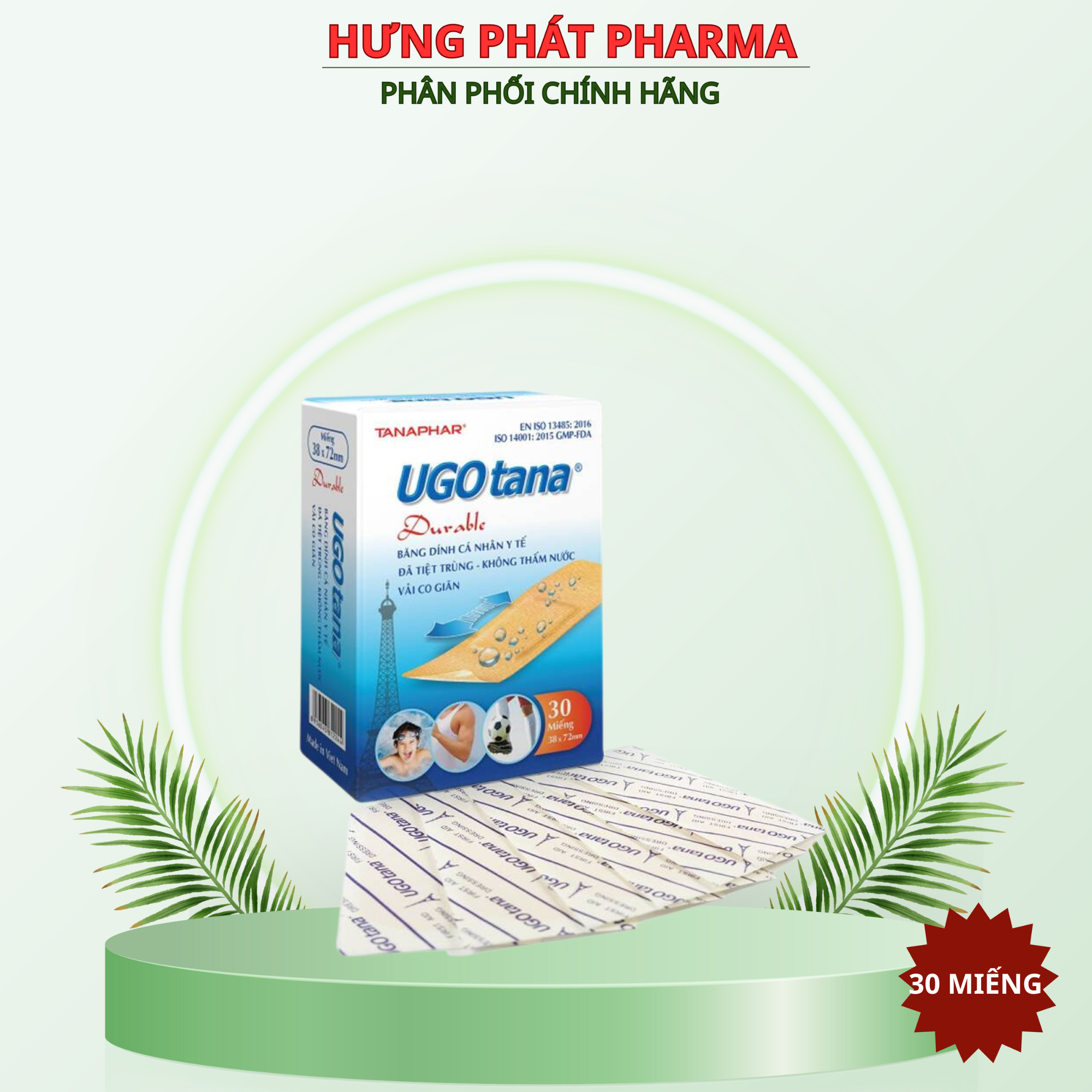 Băng dính cá nhân y tế tanaphar ugotana 38x72mm - hộp 30 miếng
