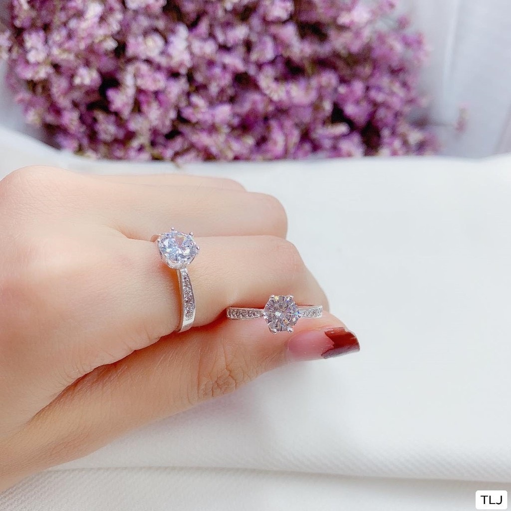Nhẫn bạc nữ, đính đá cao cấp size 5ly nhẫn bạc thời trang