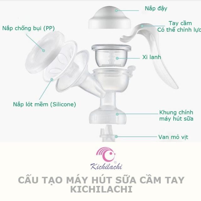 Máy hút sữa bằng tay Kichi tặng kèm cổ núm bình cổ rộng