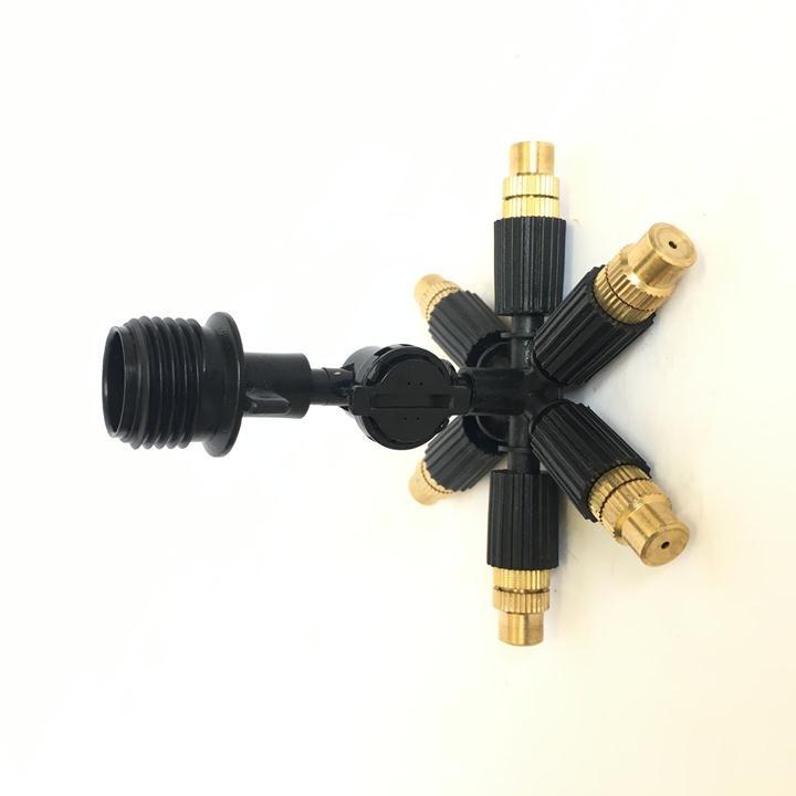 Set 2 vòi phun sương 6 cửa đầu đồng (ren 21mm)