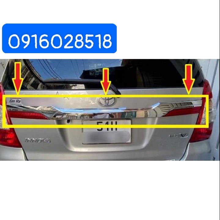 Phụ kiện đồ chơi xe innova 2012 2013 2014 2015 2016 ốp tay cốp thanh đít cốp, ốp tay cốp mạ crom tay cop inova