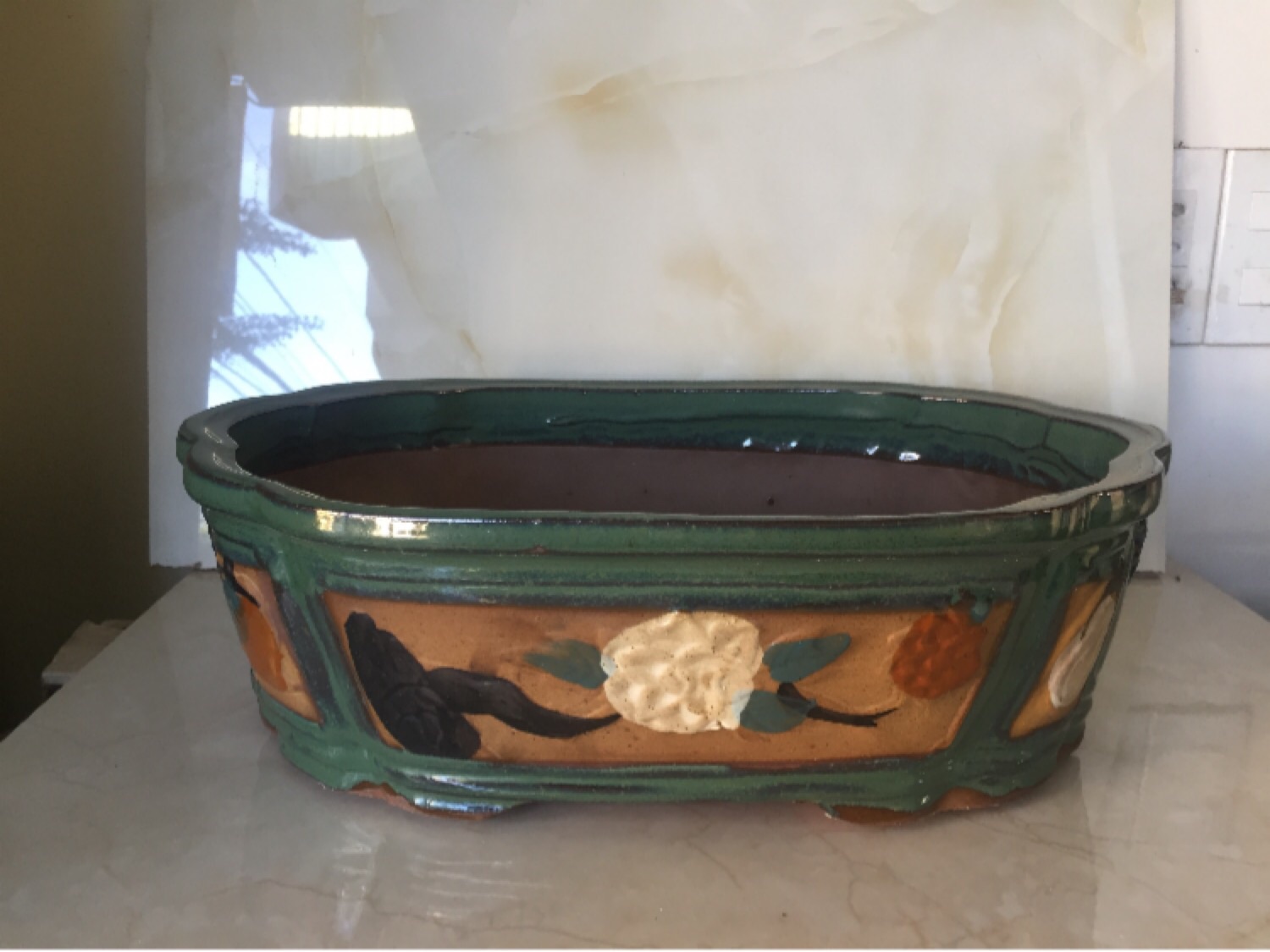 Chậu sứ bonsai cao cấp hình ovan size 3