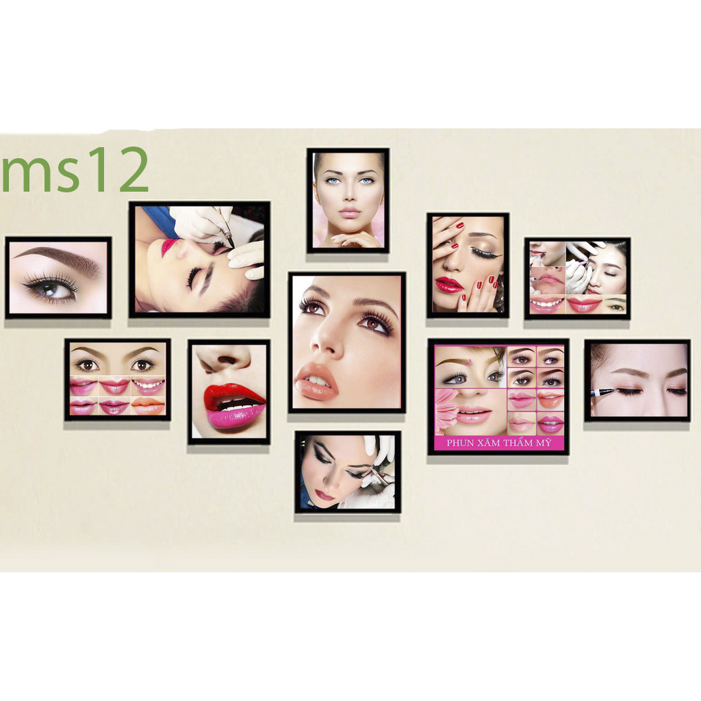 Bộ 11 tranh spa - phun xăm -nail -makeup-thẩm mỹ- tóc - tatoo miễn phí in ảnh, tranh dán tường , tranh treo tường