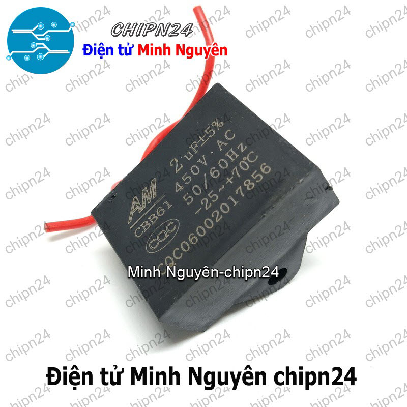 [1 con] (N58) Tụ quạt 2uF 450V CBB61 (Tụ đề Kapa, dùng trong quạt điện, động cơ điện nhỏ) - HH004873