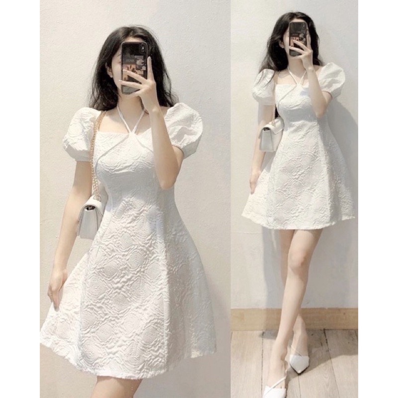 Váy trắng phối áo yếm hoa | Gomebabyhouse.com