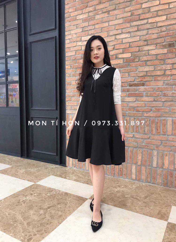 Váy Bầu công sở đen phối ren  V106
