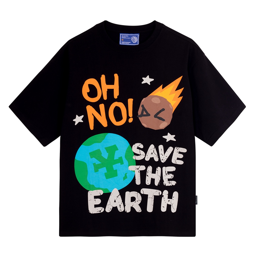 Luckdirtycoins áo thun save the earth t-shirt - black