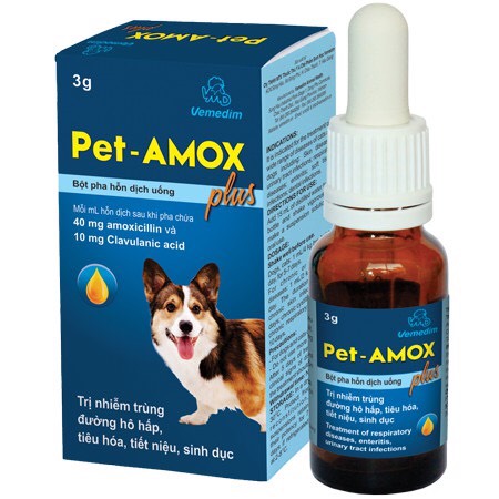 Pet Amox/Petamox dung dịch uống hỗ trợ hô hấp, tiêu hoá cho chó mèo