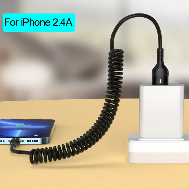 Dây sạc rút gọn dạng lò xo chuẩn sạc nhanh 66w - dây sạc usb, type c cho android, iphone