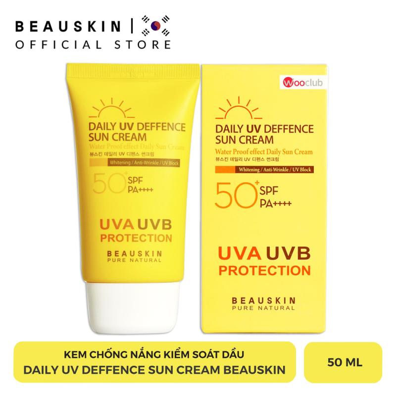 Kem chống nắng trắng da kiểm soát dầu DAILY UV DEFFENCE SUN CREAM Beauskin (50ml) nhập khẩu