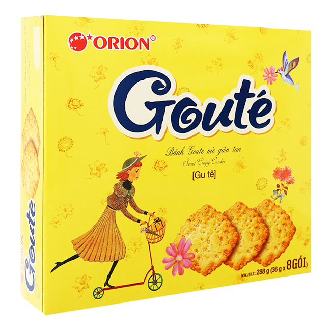 Bánh Quy giòn Gouté Orion vị mè, vị hạt dinh dưỡng (hộp 8 gói)