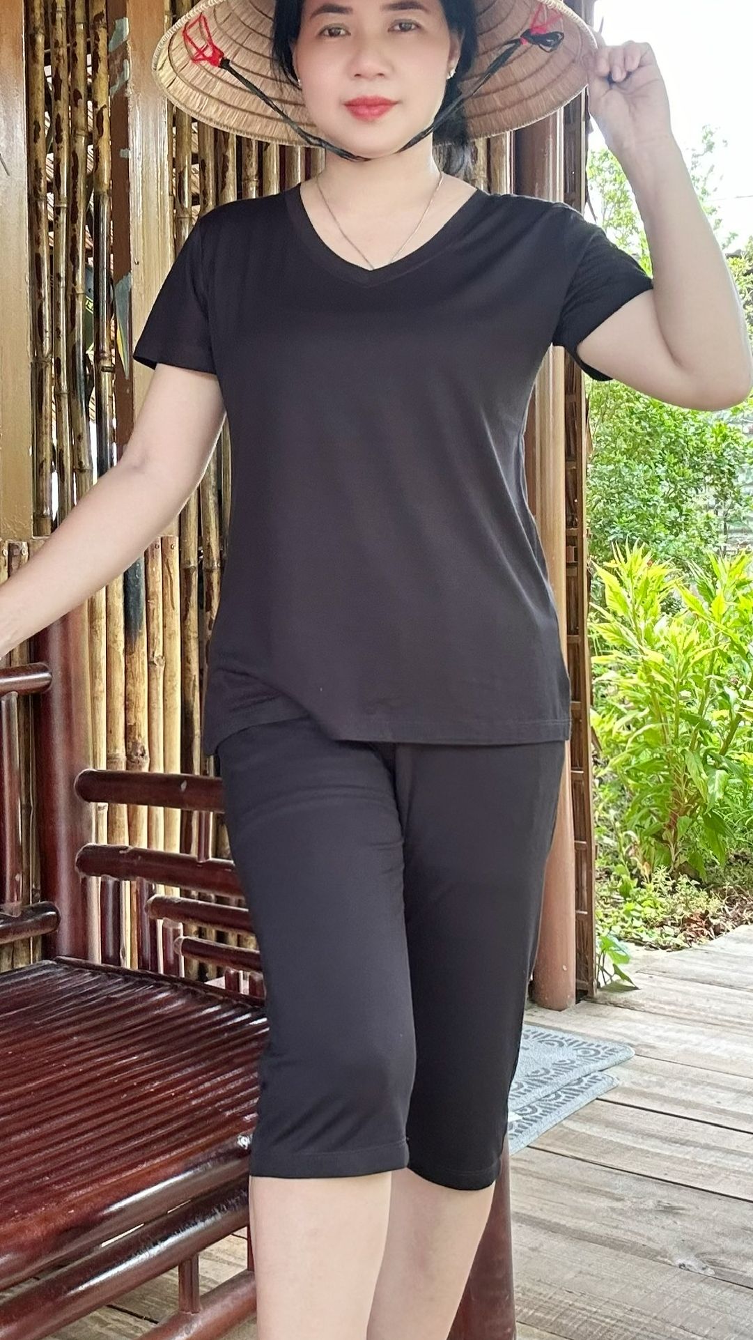 TPS1108(L-7XL) Đồ Bộ Lửng Cổ Tim Chất Thun Lụa TuyenPhan Bigsize