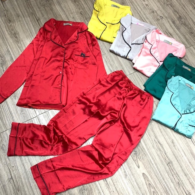 Bộ lụa satin Tay dài Quần dài