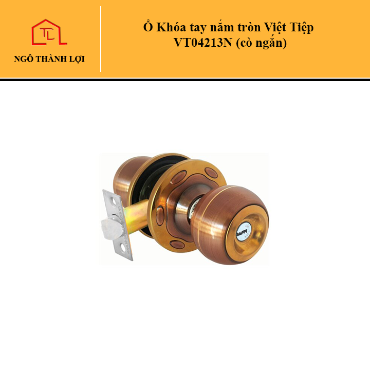 Ổ Khóa tay nắm tròn Việt Tiệp 04213 inox nâu vàng
